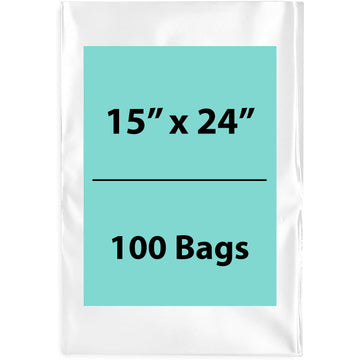 Clear Poly Bags 2 Mil Size: 15 inch (width) X 24 inch (Height) Pack of 100 Bags